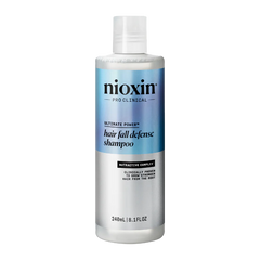 Nioxin hair fall defense shampoo bottle, 240ml, white with light blue label