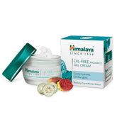 Open skincare gel cream jar and teal Himalaya Oil-Free Radiance Gel Cream box
