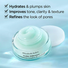 Hydra-gel complex jar with teal gel cream swirl and white inner lid