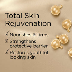 Gold ceramide capsules on skin with small drop shapes