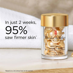 Gold-lidded daily youth restoring serum bottle with capsule pearls inside