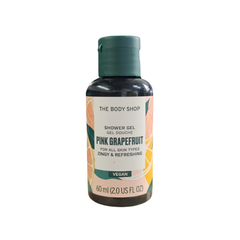 The Body Shop Pink Grapefruit shower gel bottle, 60 ml, flip-top cap