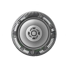 Single Philips shaving head foil with concentric rings and metal bristle edge