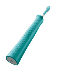 Kids electric toothbrush handle, teal textured grip with white bristles