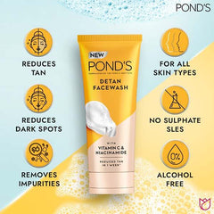 Pond's detan facewash tube centered, yellow color with white cap