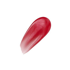 Red glossy lip glaze swatch, smooth shiny finish