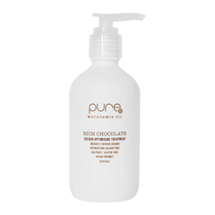 Hair treatment bottle with pump, Rich Chocolate color optimising treatment label