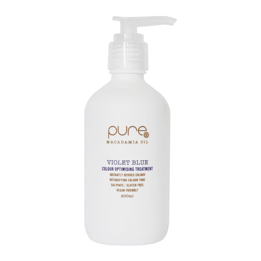 Pura Macadamia Oil Violet Blue color optimizing treatment pump bottle, 400 ml