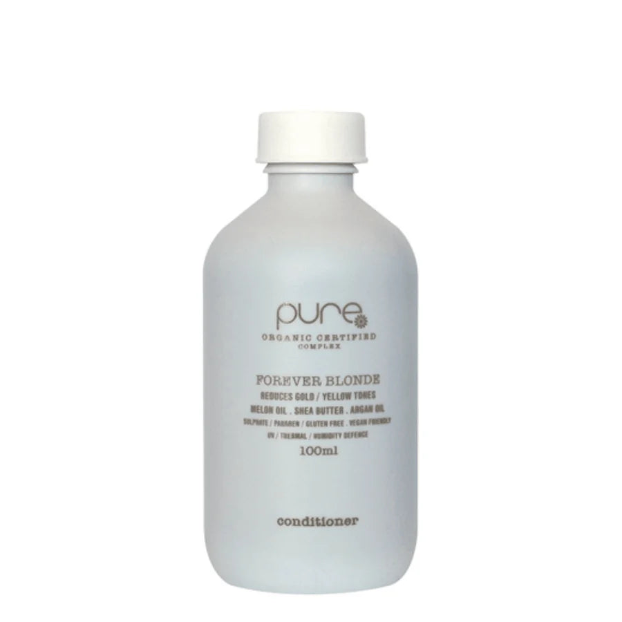 Pure Forever Blonde conditioner bottle, 100 ml, with white cap and label