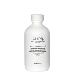 Pure Fusion Complex shampoo bottle, 100 ml, white plastic with flip-top cap