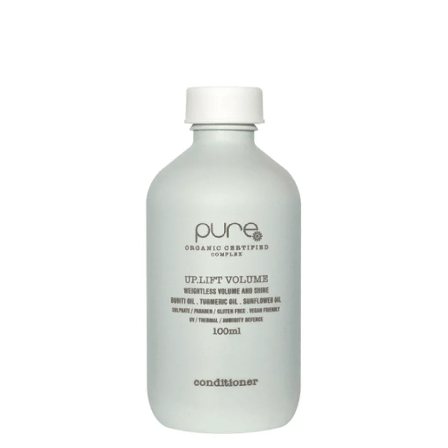 Pure volume conditioner bottle, 100ml, light gray with white cap