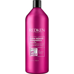 Magenta sulfate-free shampoo bottle with black cap, Color Extend Magnetics label