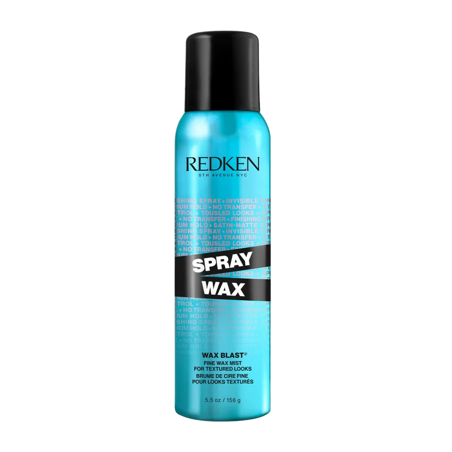Redken spray wax bottle with black cap and turquoise label, 165 g