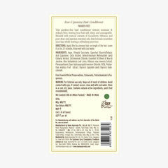 Rose & Jasmine hair conditioner back label with barcode and ingredient panel