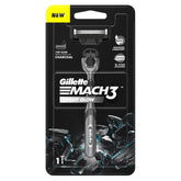 Charcoal Mach3 shaving razor with dark handle and 3-blade cartridge