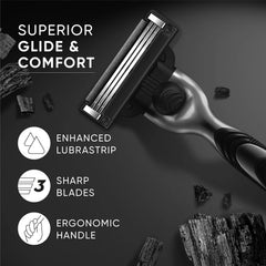Mach3 shaving razor with enhanced lubrastrip, three blades, ergonomic handle