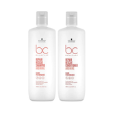 BC Bonacure Repair Rescue shampoo and conditioner bottles, 1000ml, white plastic.