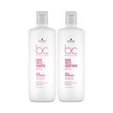 Schwarzkopf Professional bc Color Freeze shampoo and conditioner bottles, white