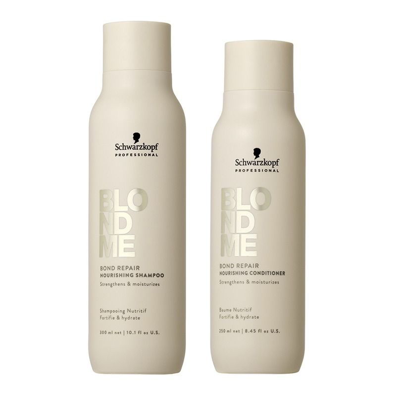 Bond Repair Nourishing Shampoo and Conditioner bottles, cream beige, Schwarzkopf Professional