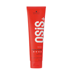 Red hair styling glue tube with OSiS+ label, Rock Hard ultra strong hold, 150 ml