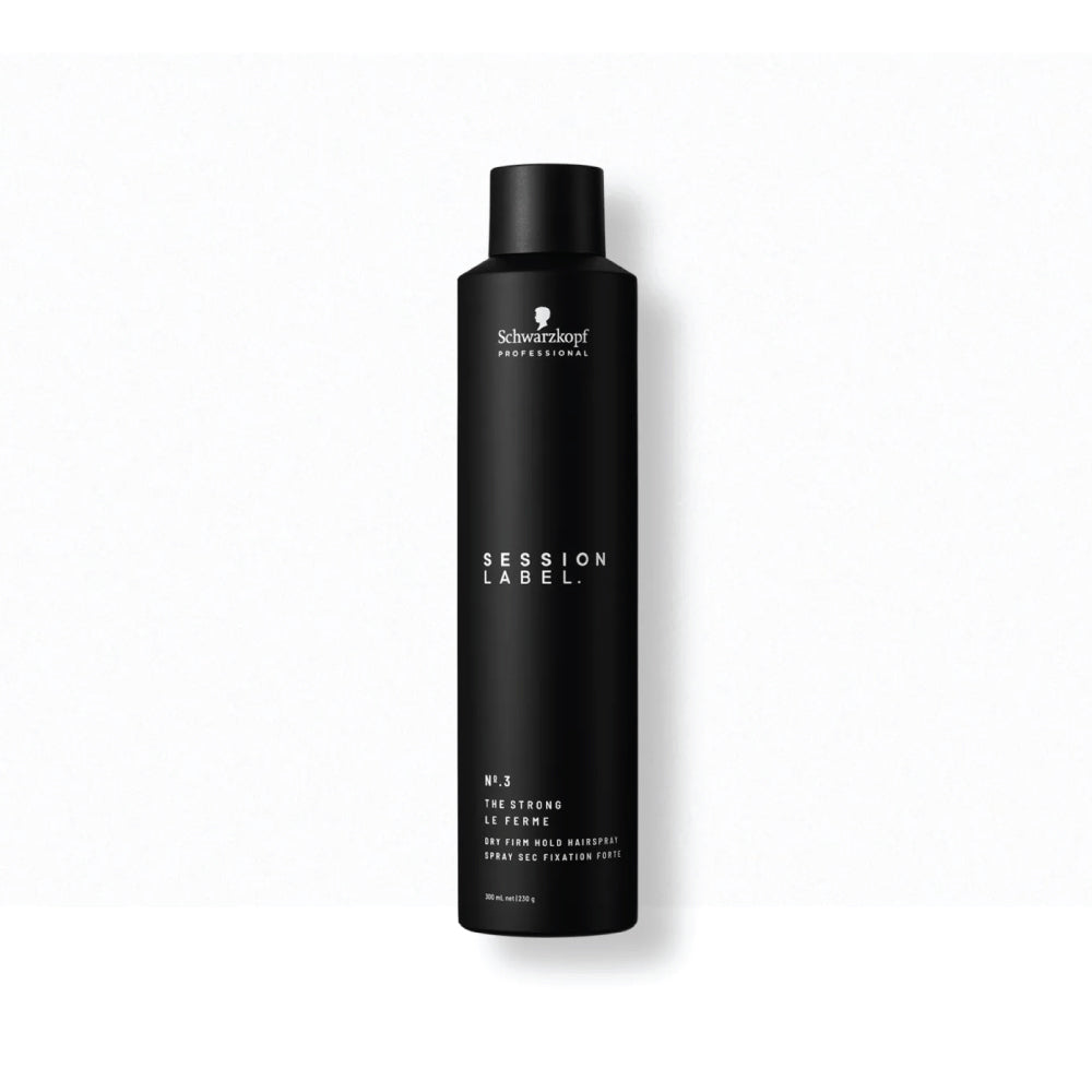 Schwarzkopf Session Label hairspray bottle, black with black cap