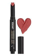 Swiss Beauty My Shine lipstick 02 Nude BFF in black tube, heart cap with nude rose tip.
