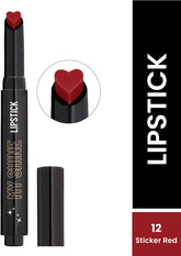 Red heart-top lipstick tube with glossy lipstick cap