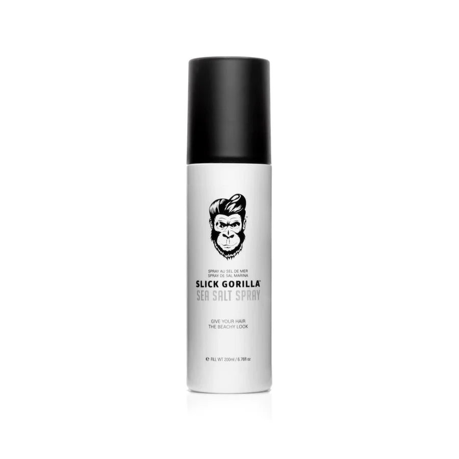 Slick Gorilla sea salt spray bottle with black cap and white label