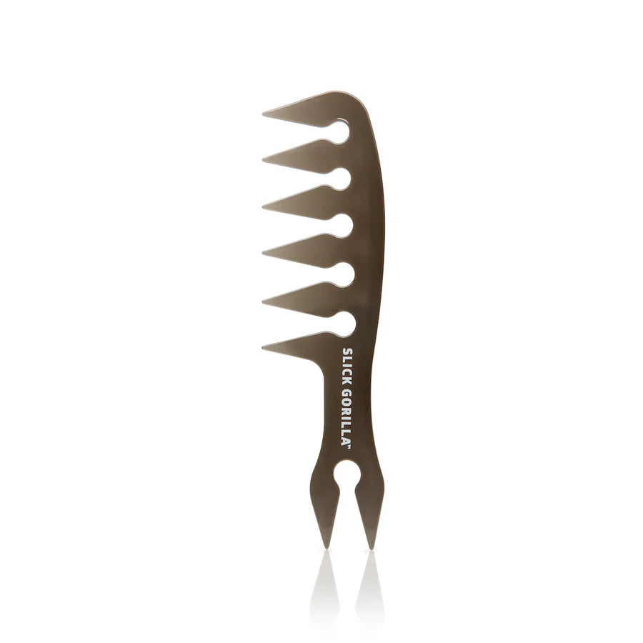 Slick Gorilla texture comb with wide teeth and pointed tail, dark brown