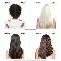 Hair before-and-after comparison with a pre-shampoo treatment; dark and light hair