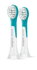 Philips Sonicare kids compact toothbrush heads, 2-pack; teal with white bristles