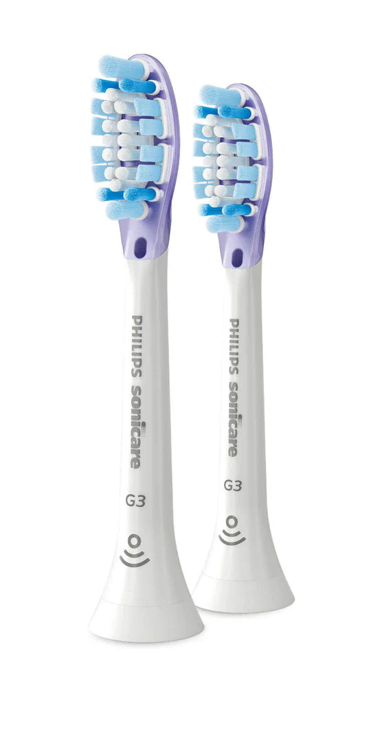 Philips Sonicare G3 gum care brush heads, white 2-pack with blue bristles