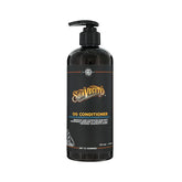 Men's OG conditioner bottle with pump, dark amber bottle and black label
