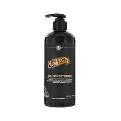 Men's OG conditioner bottle with pump, dark amber bottle and black label
