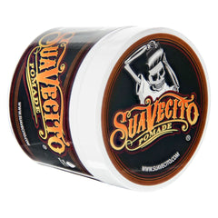 Suavecito pomade tin side view with skull graphic and Original Hold label