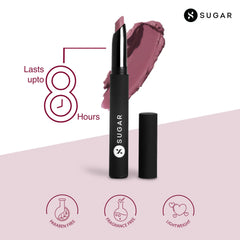 Matte Attack lipstick in pink blush nude with 8-hour wear icon and black tube