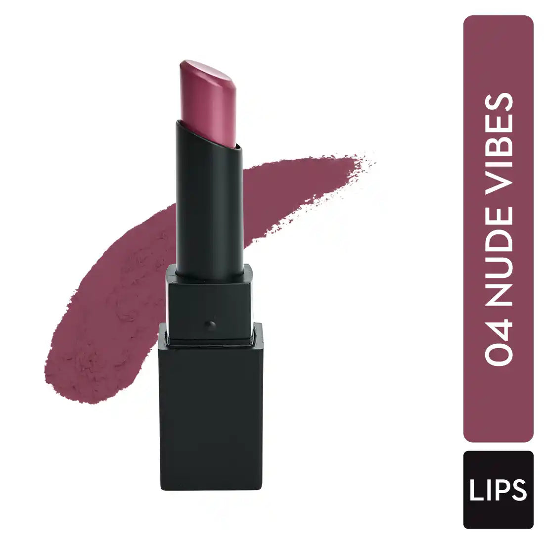 Rose nude longwear lipstick with matte swatch on the side