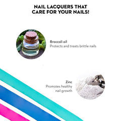 Nail lacquer care graphic with broccoli oil and zinc icons