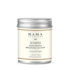 Kama Suvarna face pack jar with silver lid and cream label, 40 g size