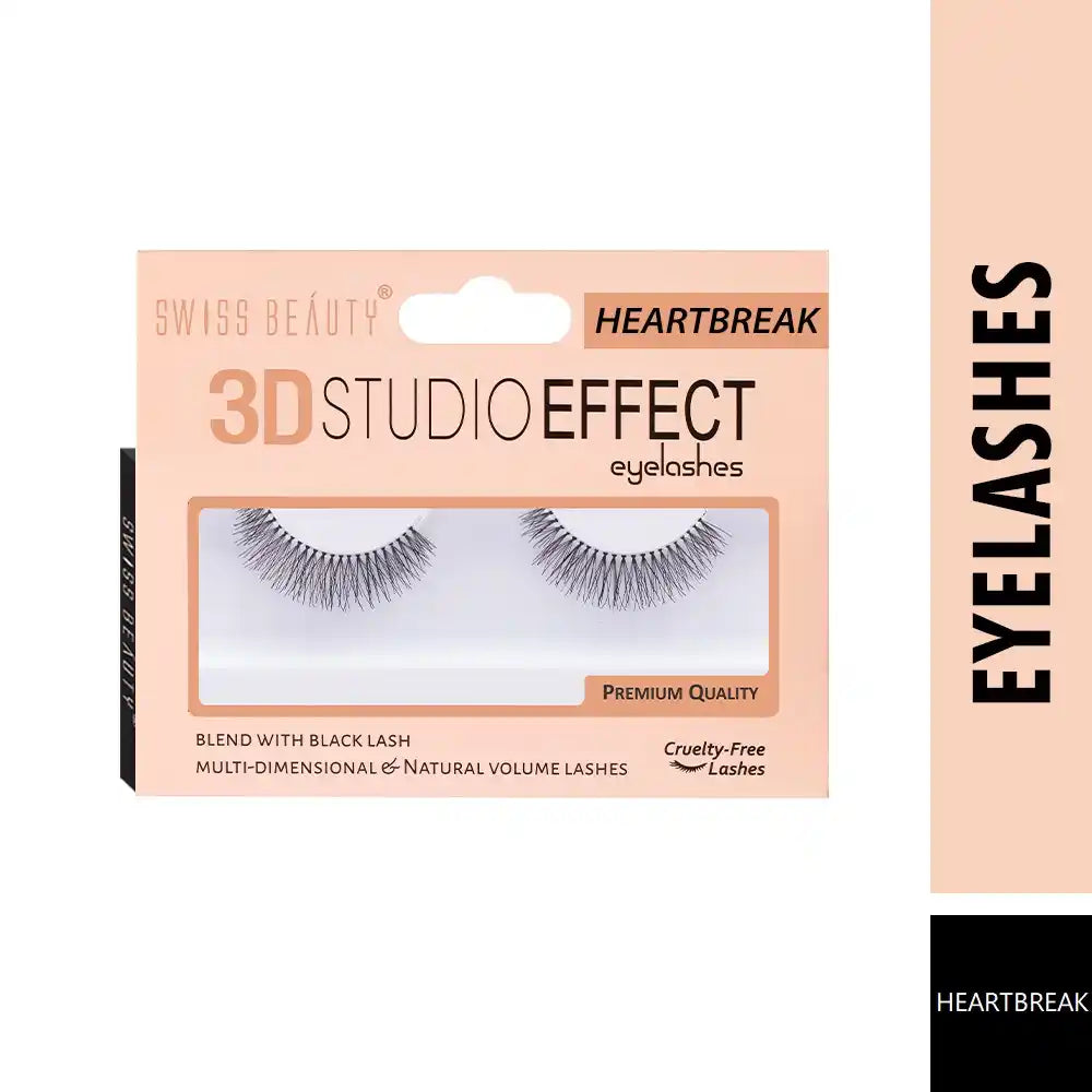 Swiss Beauty Heartbreak 3D studio effect eyelashes, natural black lash band