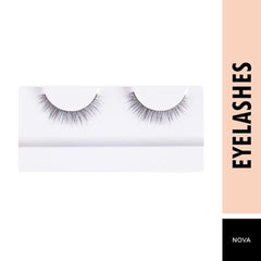 Pair of 3D studio effect false eyelashes, Nova, curved black lash strip