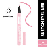 Peach pink sketch eyeliner pencil with black tip and protective cap