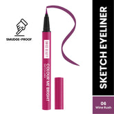 Wine rush sketch eyeliner pen, magenta-purple with attached cap