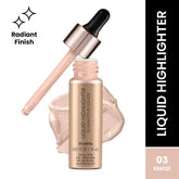 Liquid highlighter bottle with dropper, rose-gold shade 03 Metal