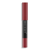 Matte lip crayon with black barrel and maroon-red tip