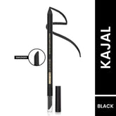 Black kohl kajal pencil with smudger tip, retractable eyeliner stick