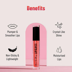 Pink lip gloss tube with black cap and clear body