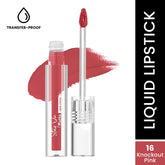 Matte liquid lipstick in Knockout Pink with wand applicator and two tubes