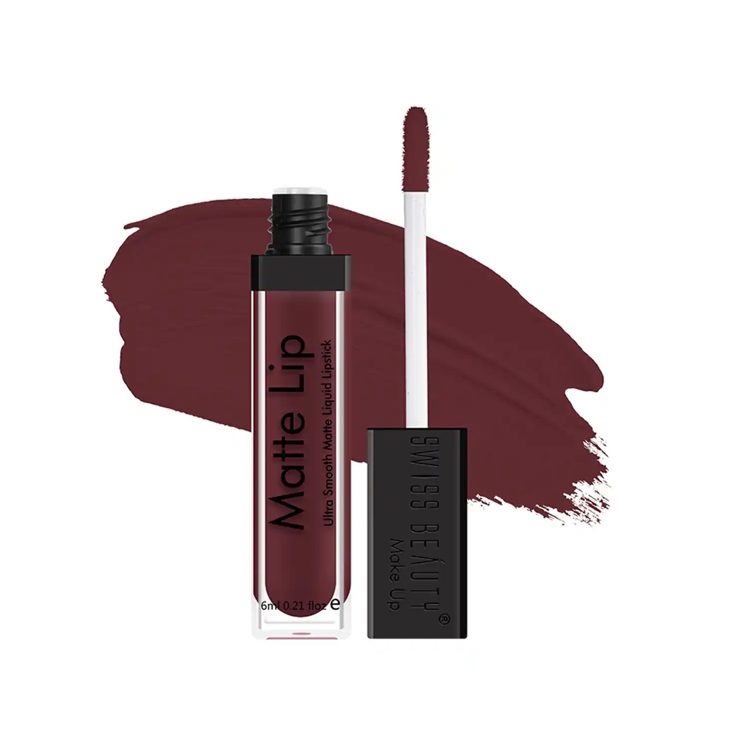 Matte lip liquid lipstick with doe-foot applicator, grape wine shade in dark berry.