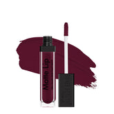 Matte lip liquid lipstick in dark garnet with applicator and swatch